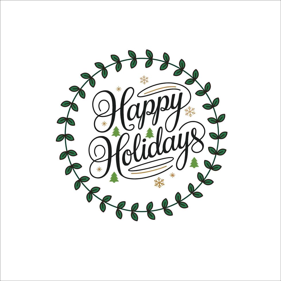 Holiday Typography with Swirling Script and Festive Elements vector