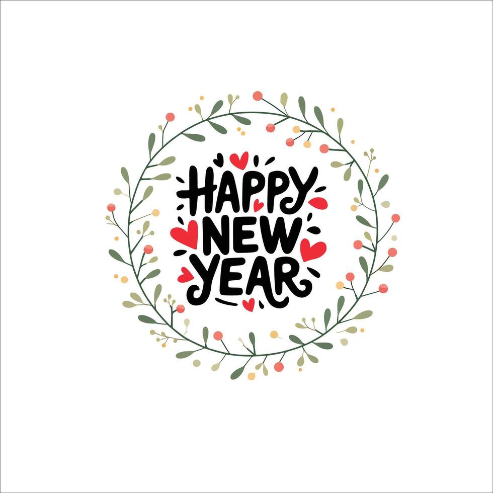 Joyful New Year Typography with Heart Splash Graphics vector