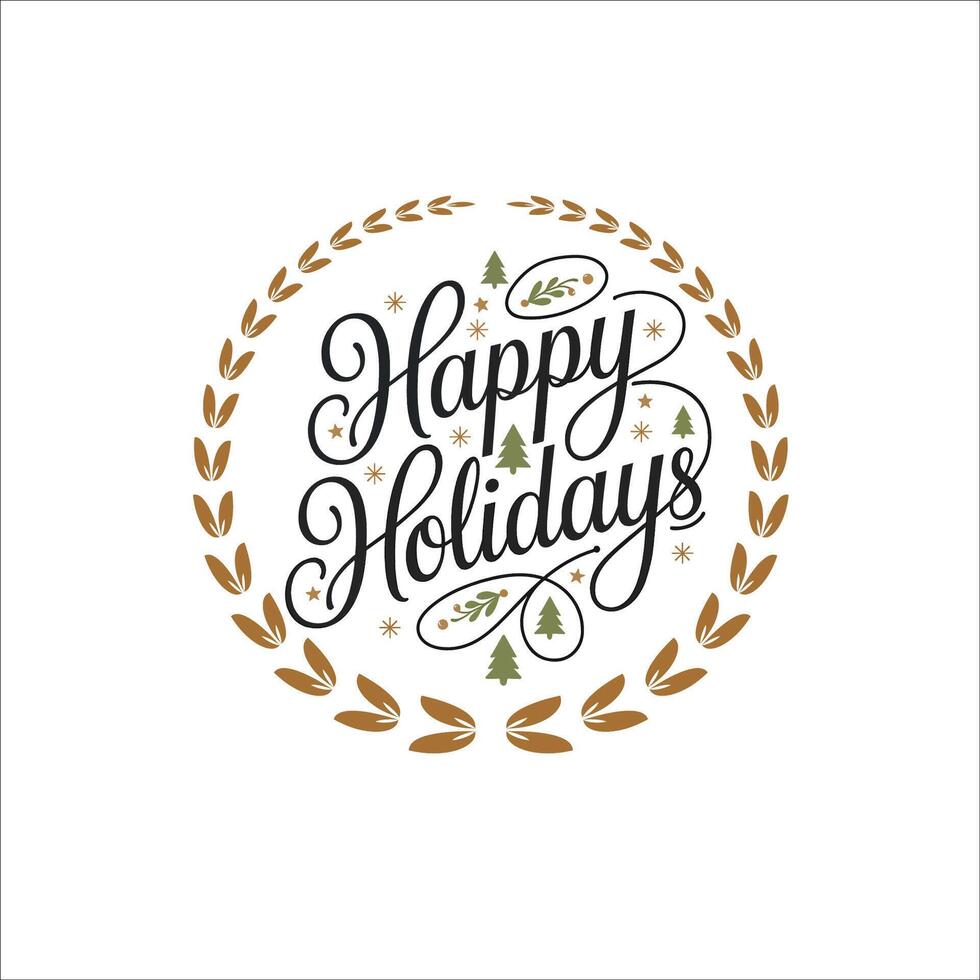 Elegant Happy Holidays Design with Christmas Trees and Stars vector