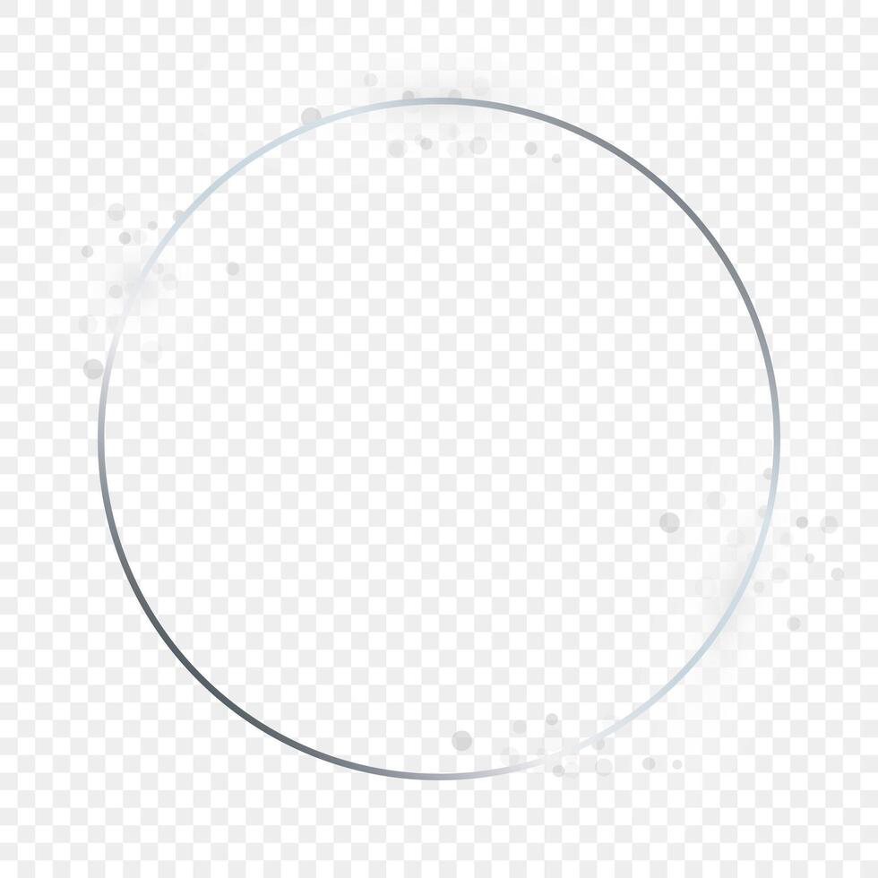 Silver glowing circle frame with sparkles vector