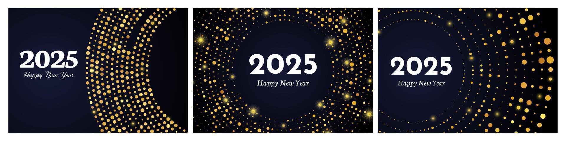 2025 Happy New Year of gold glitter pattern vector