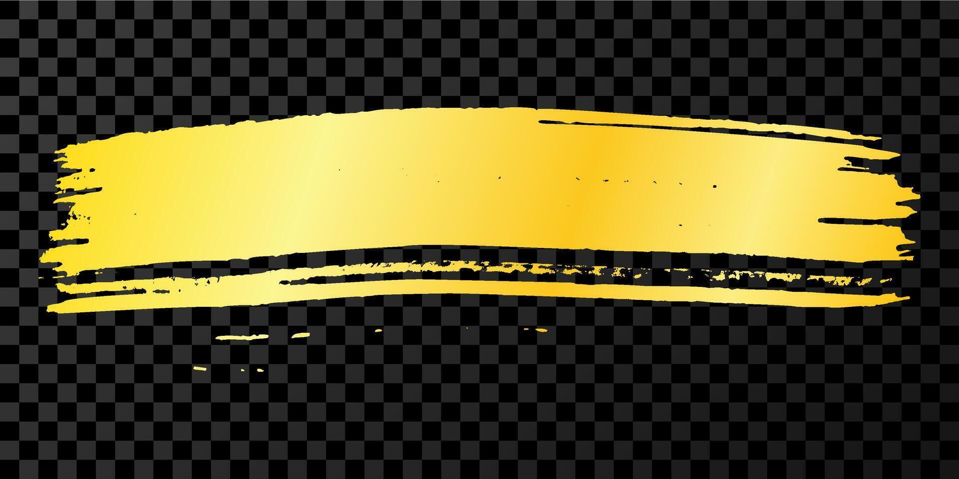 Gold brush stroke. Hand drawn ink spots isolated on dark background. illustration vector