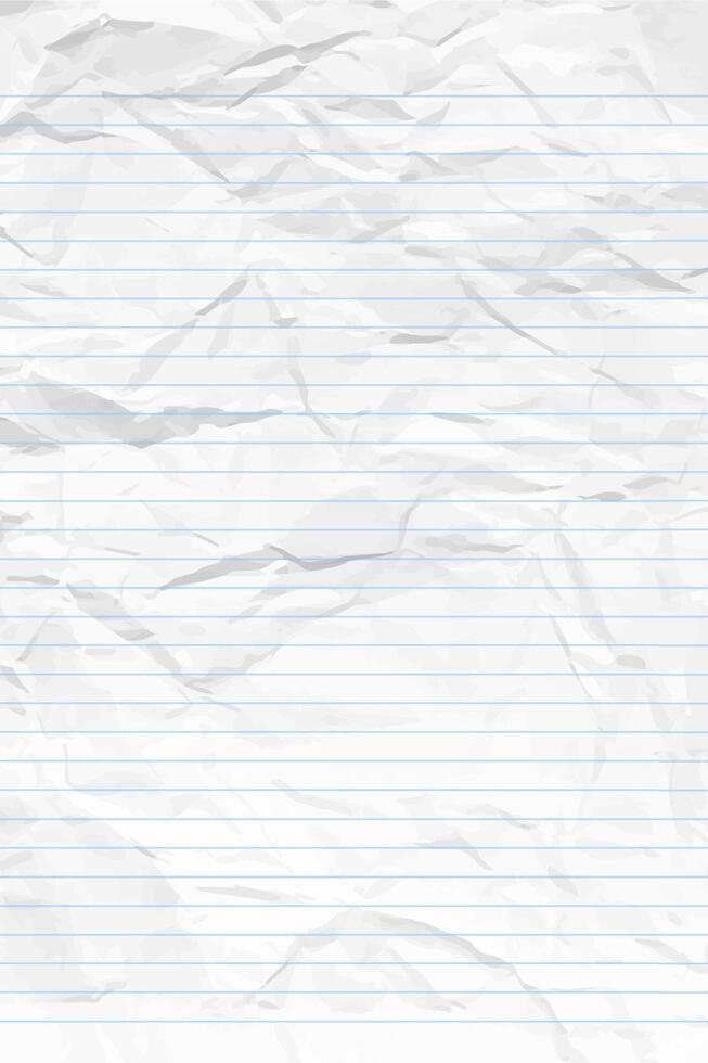 White clean crumpled notebook paper with lines vector
