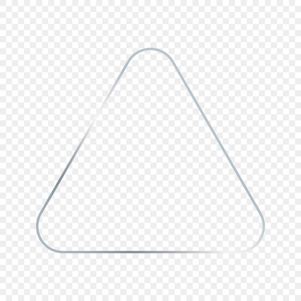 Silver glowing rounded triangle frame vector