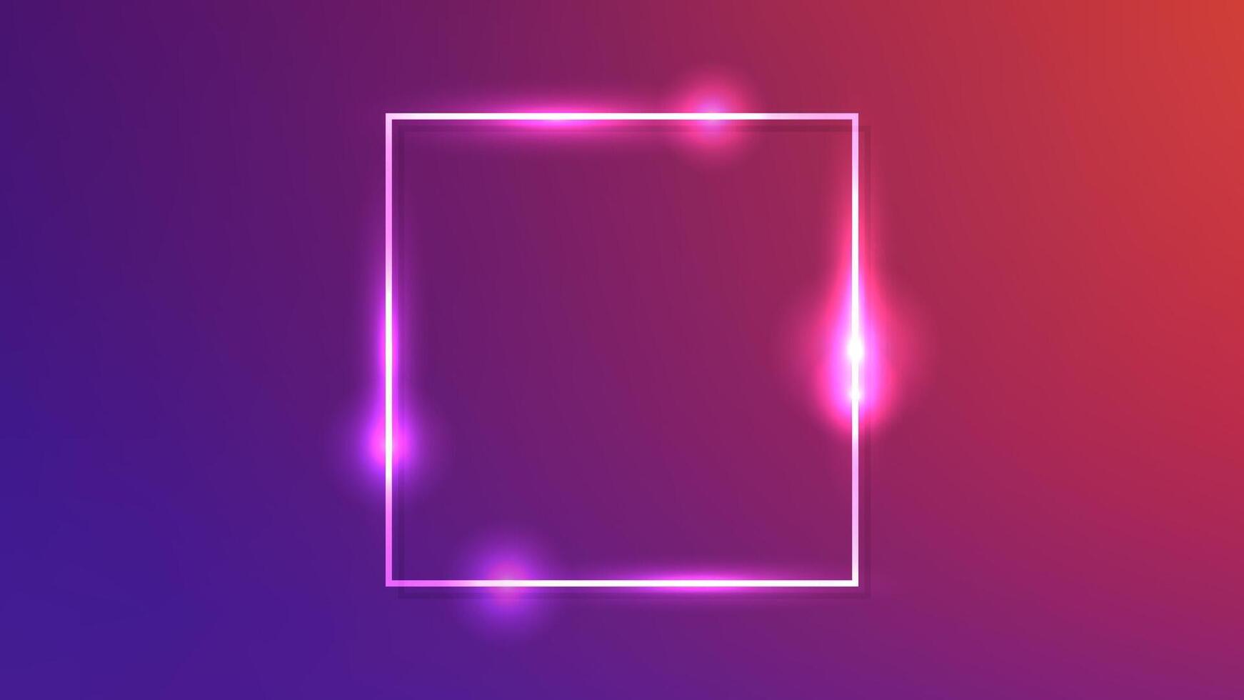 Neon square frame with shining effects vector