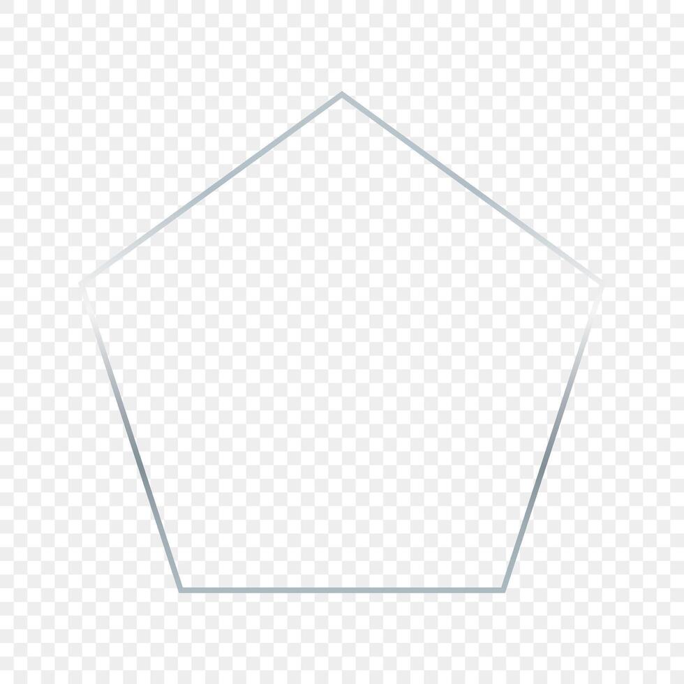 Silver glowing pentagon shape frame vector
