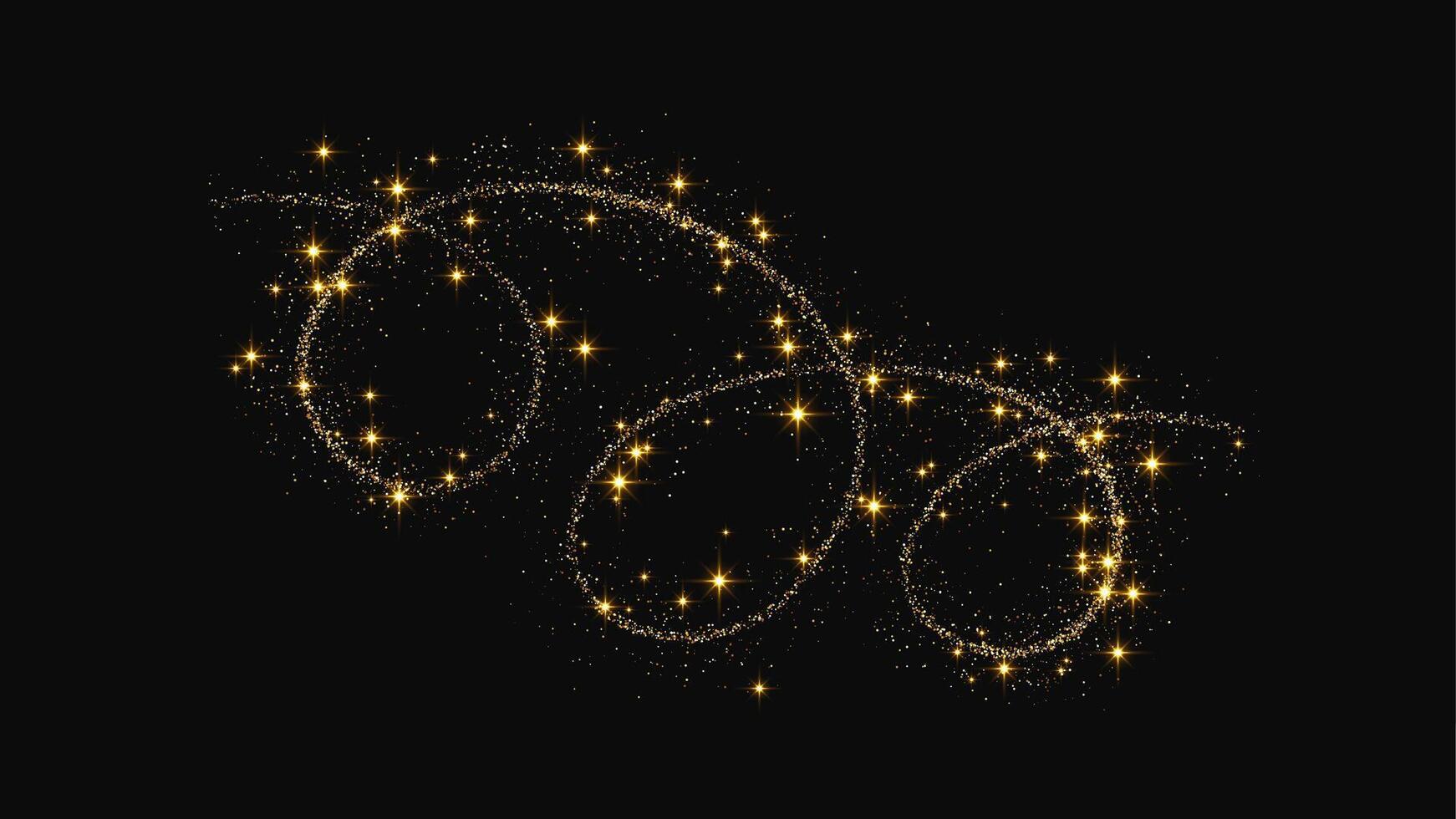 Gold glittering confetti wave and stardust vector