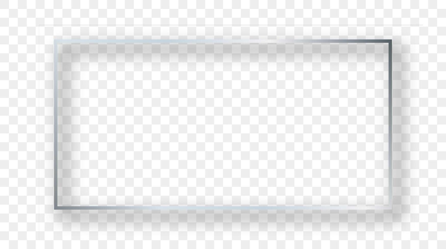 Silver glowing rectangular shape frame with shadow vector
