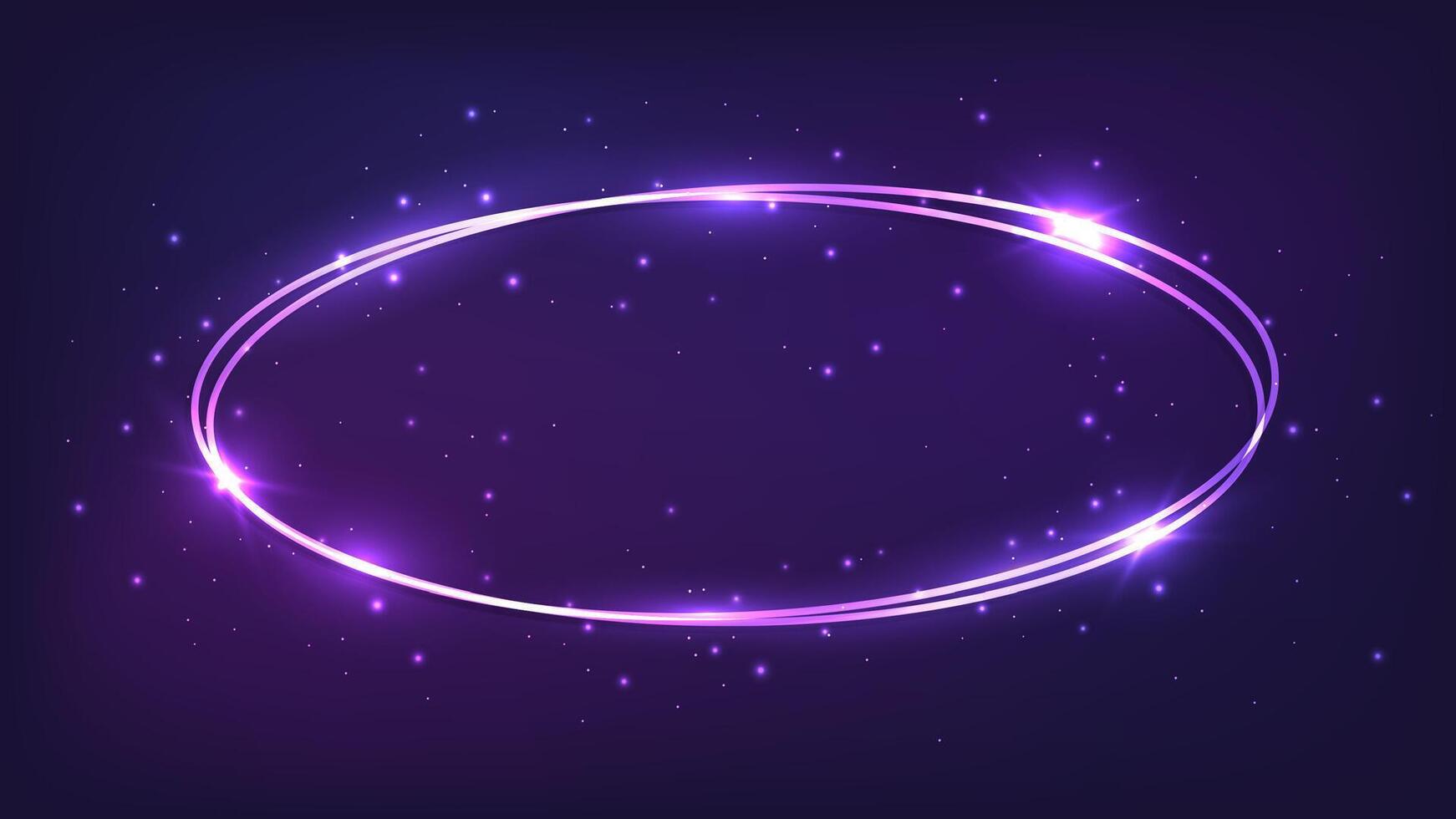 Neon oval frame with shining effects vector