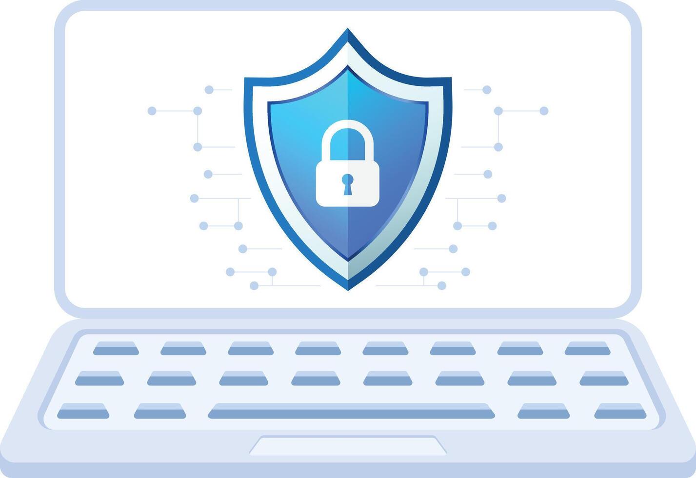 Cybersecurity Shield on Laptop vector
