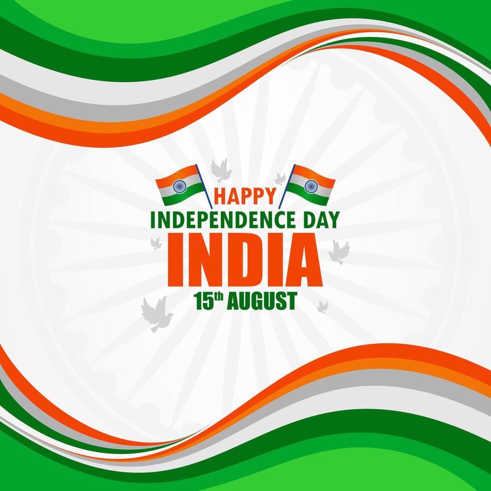 indian independence day background with flag and text vector
