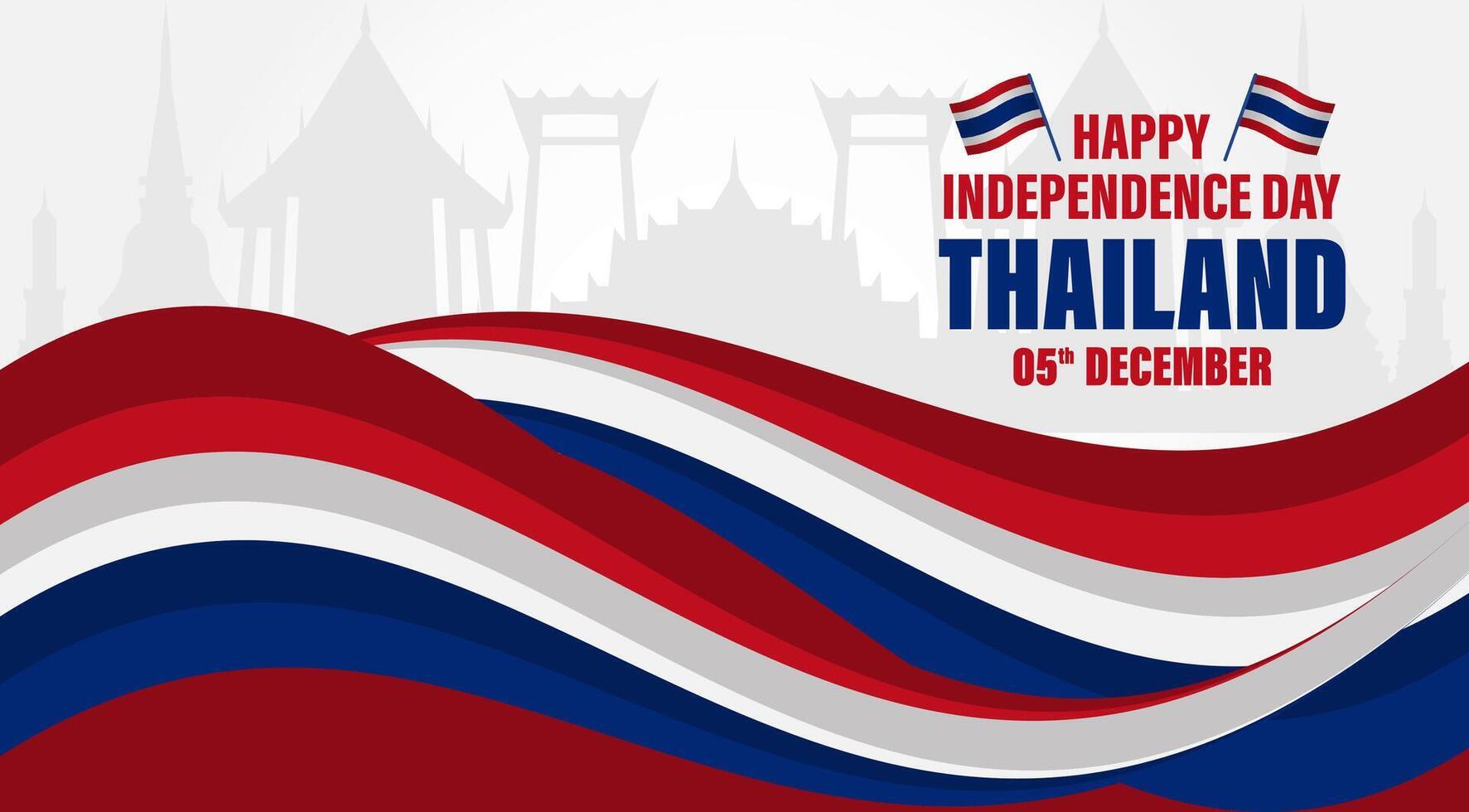 thailand independence day background with flag and city skyline vector