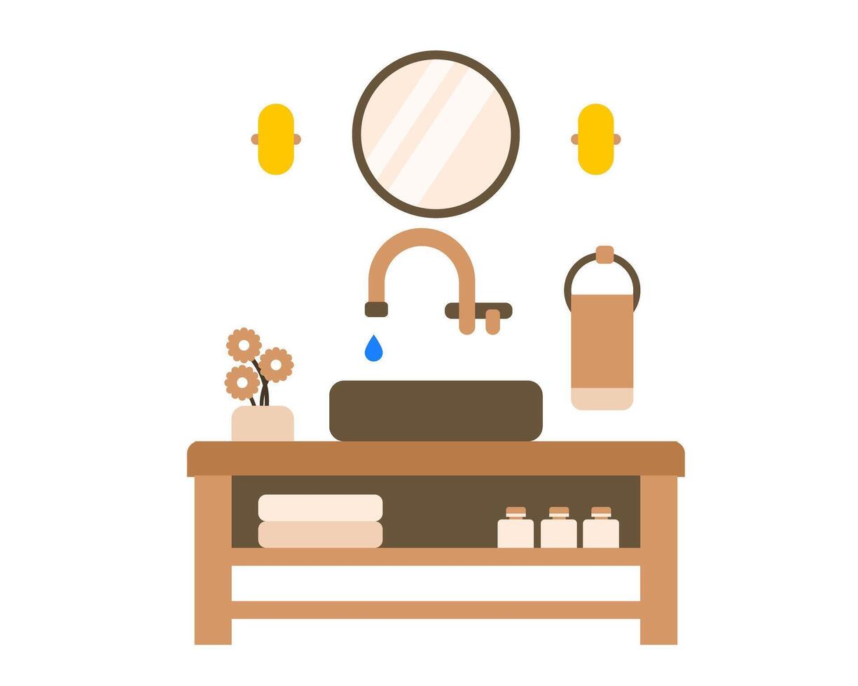Illustration of a unique wooden sink basin, blending natural textures with modern design, ideal for eco-friendly and modern interiors vector