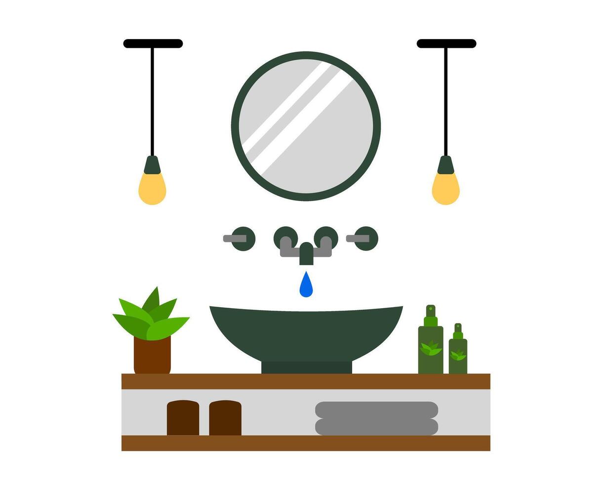 Illustration of a simple, round basin sink with a minimalistic design, suitable for modern or traditional bathroom decor vector