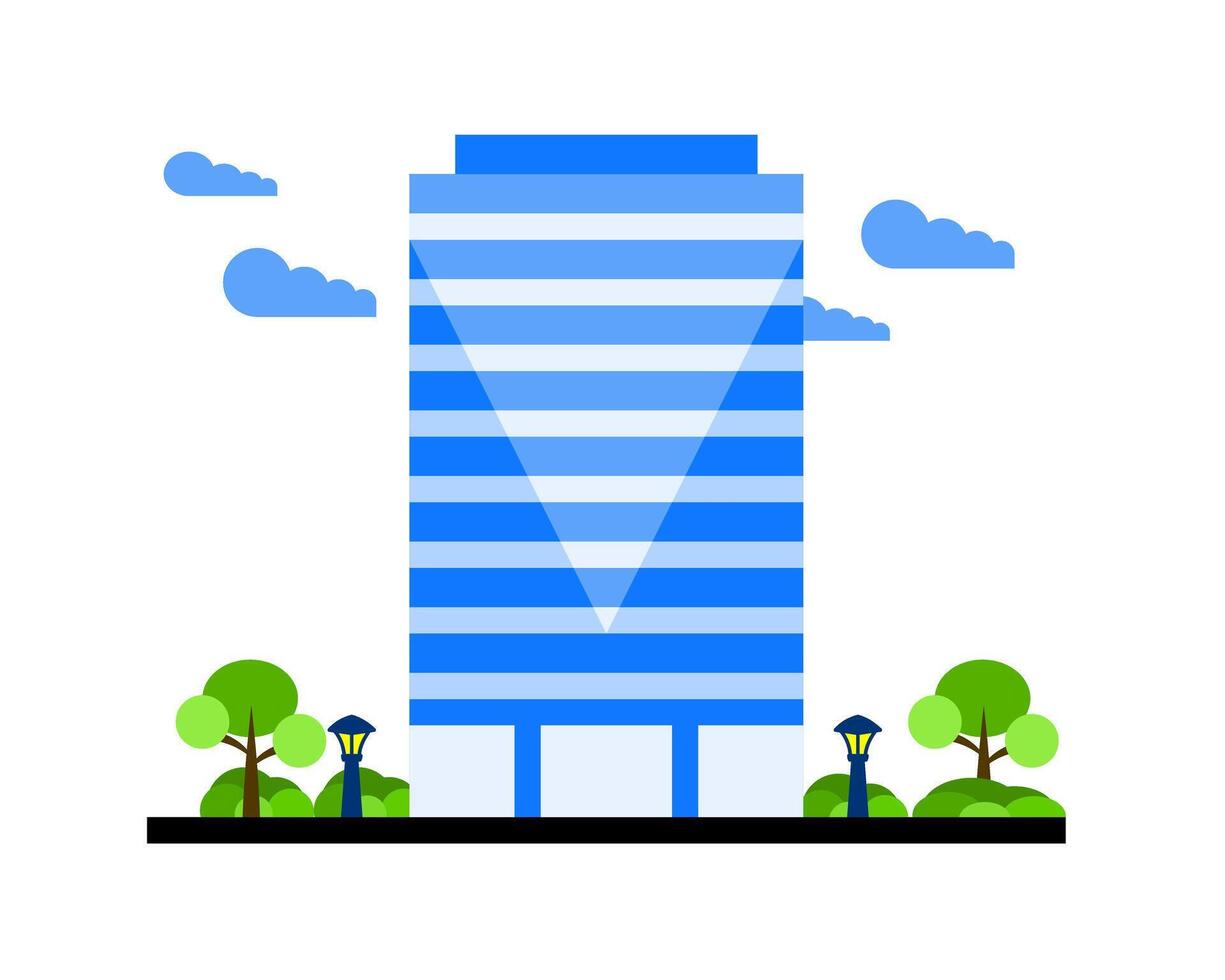 Illustration of an office building with mid-century architectural features, ideal for vintage or retro-themed business visuals vector