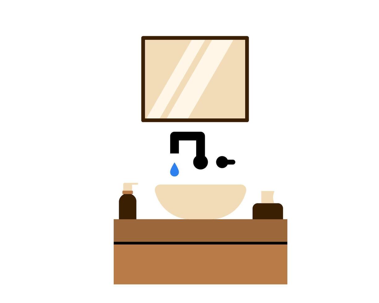 Illustration of a minimalist wall-mounted sink, perfect for small bathrooms and compact spaces vector