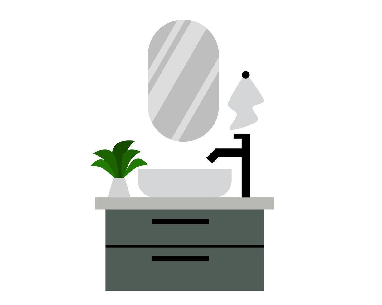 Illustration of an elegant undermount sink with a minimalist countertop, representing luxury and modern kitchen interiors vector