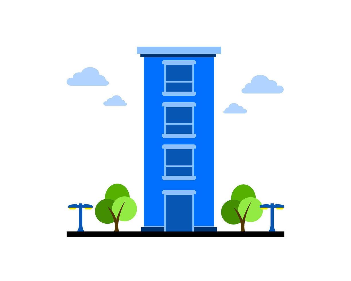 Illustration of a sleek office building with large windows and a modern design, representing corporate architecture vector