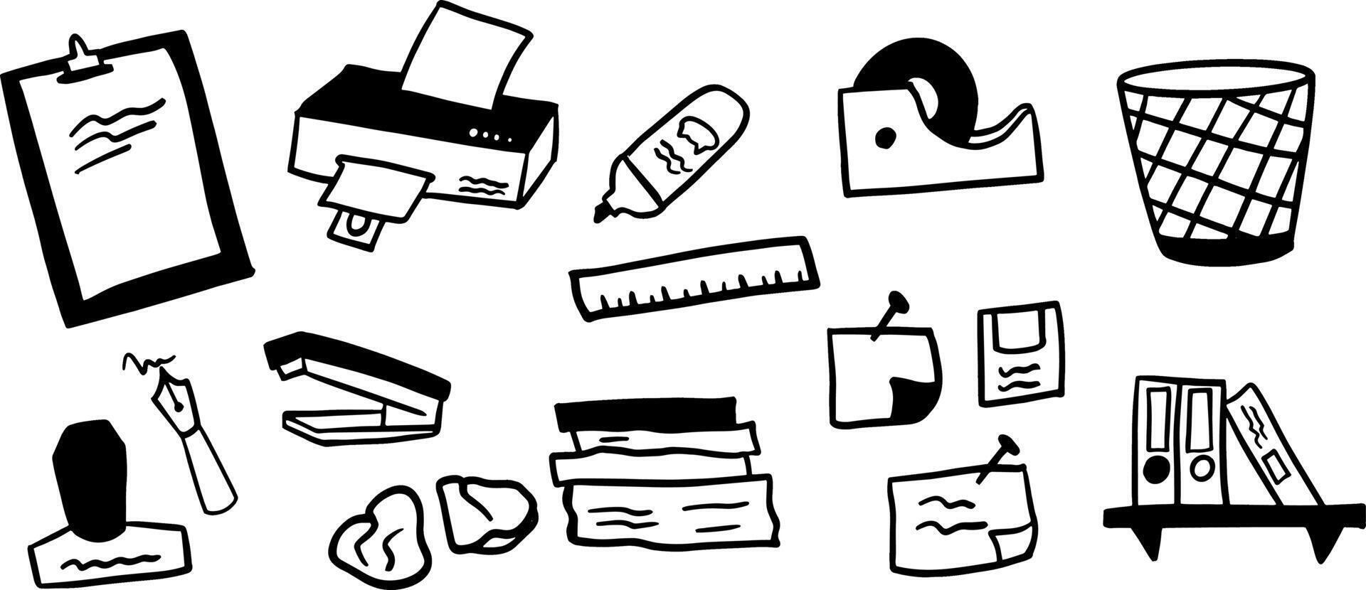Minimal Office Supplies Doodles for Workplace Designs vector