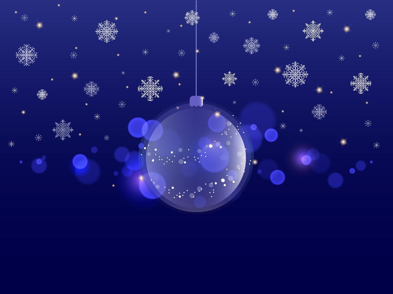 Christmas background with snowflakes, lights and Christmas ball vector