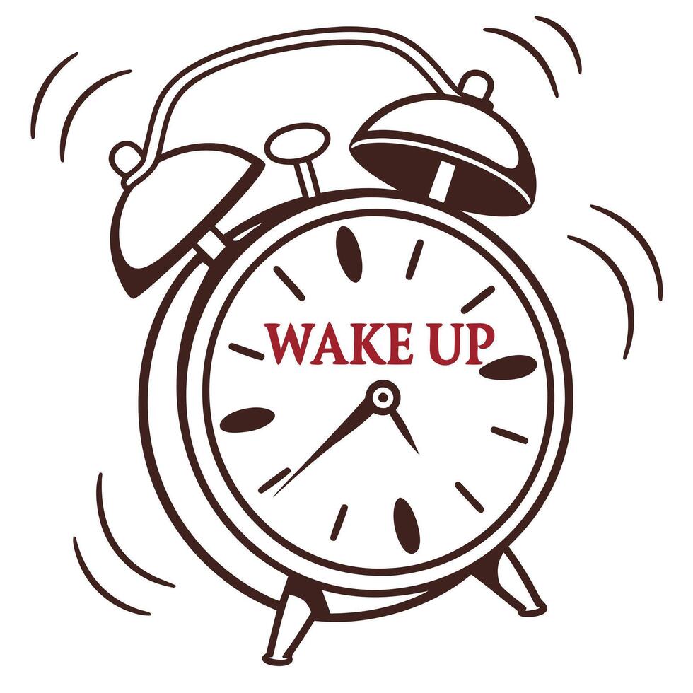 An alarm clock with the word wake up vector