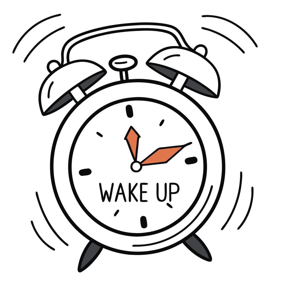 An alarm clock with the word wake up written on it vector