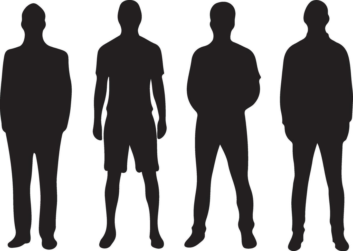 Men Silhouettes in Unique Outfits and Poses Perfect for Illustrations vector