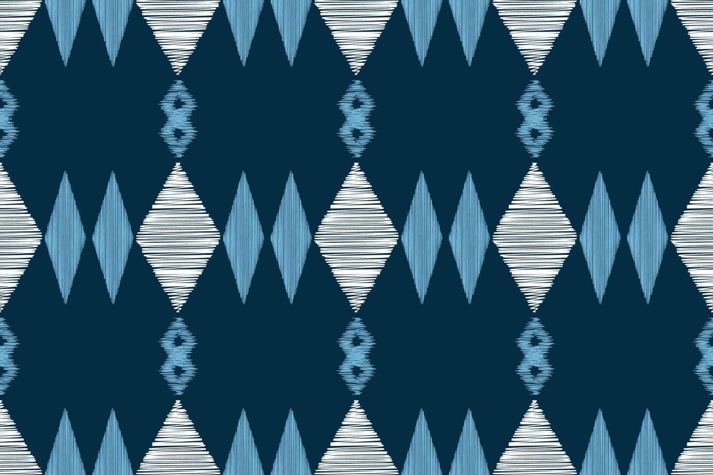 Blue color wallpaper background ikat pattern geomatric design ethnic ikat fabric motif. vector