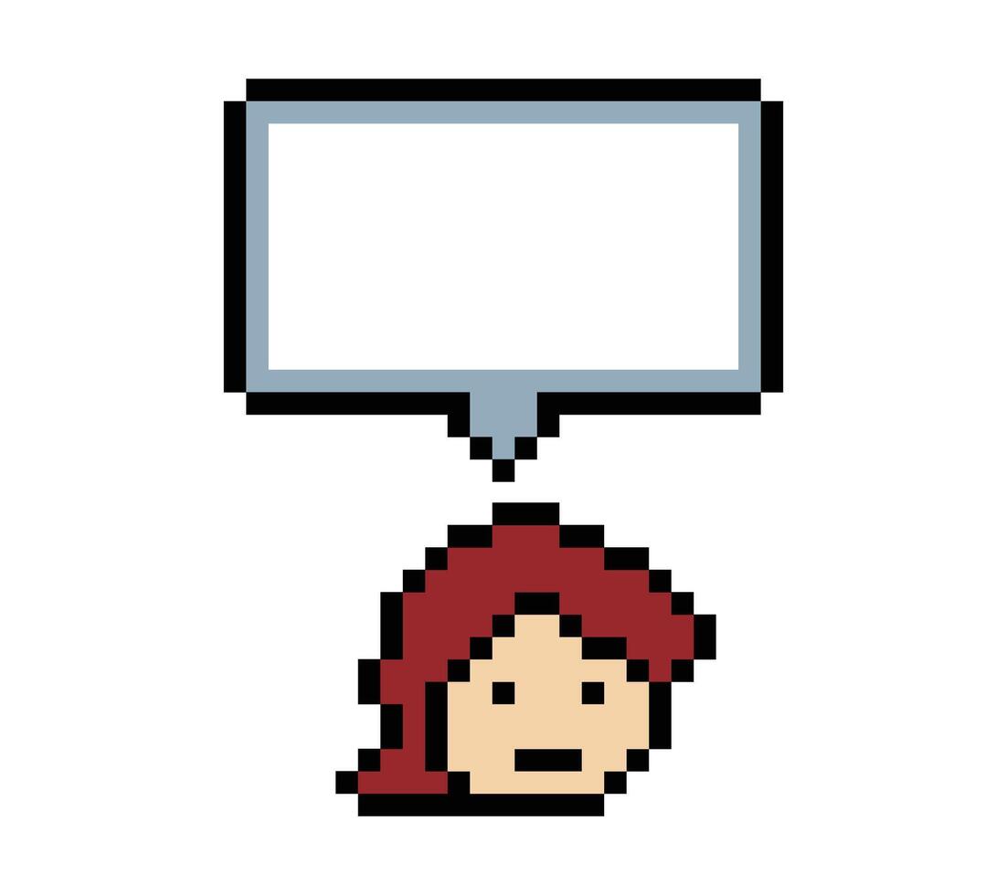 Chat box blank with head face man 8 bit cute cartoon design art. vector