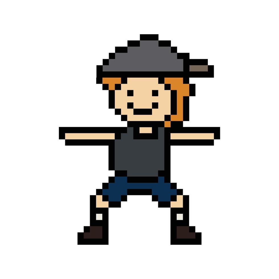 Very cool design happy smile man boy or male dance excercise jump happy surprise cheerful cartoon. vector