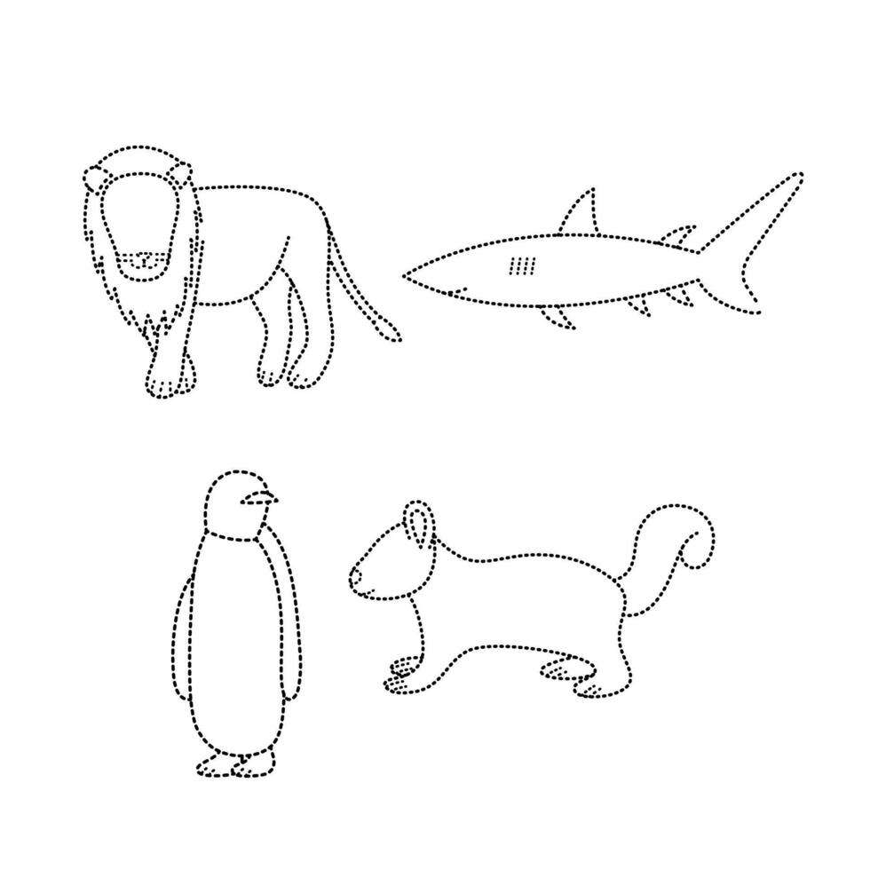 Faceless Animal Tracing Line vector
