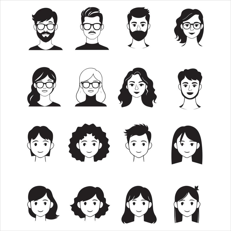 set of minimalist avatar vector
