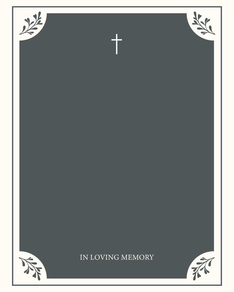 Digital Funeral Announcement Invitation Template in Illustrator. Cross at dark background vector