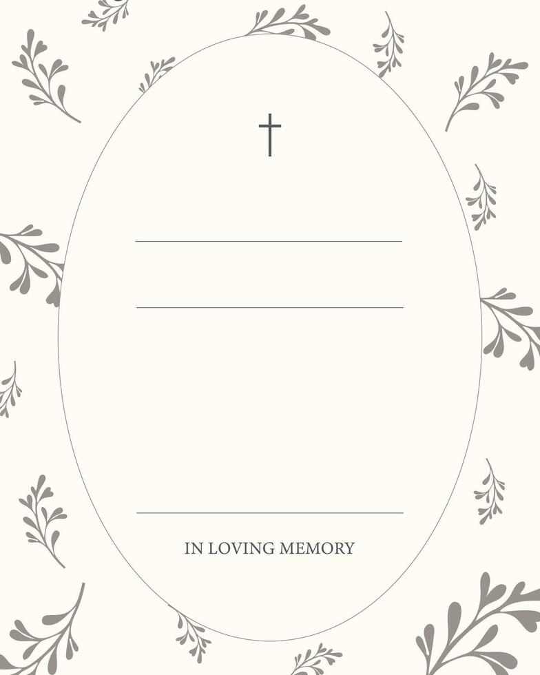 Digital Funeral Invitation Template in Illustrator. Cross in the centre vector