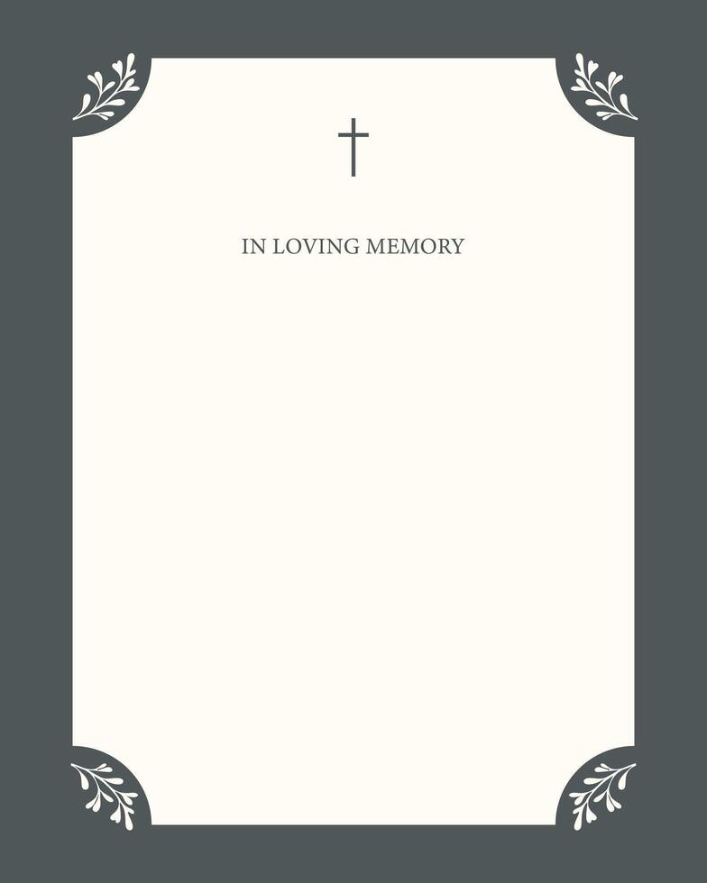 Digital Funeral Announcement Invitation Template in Illustrator. Cross. White background vector