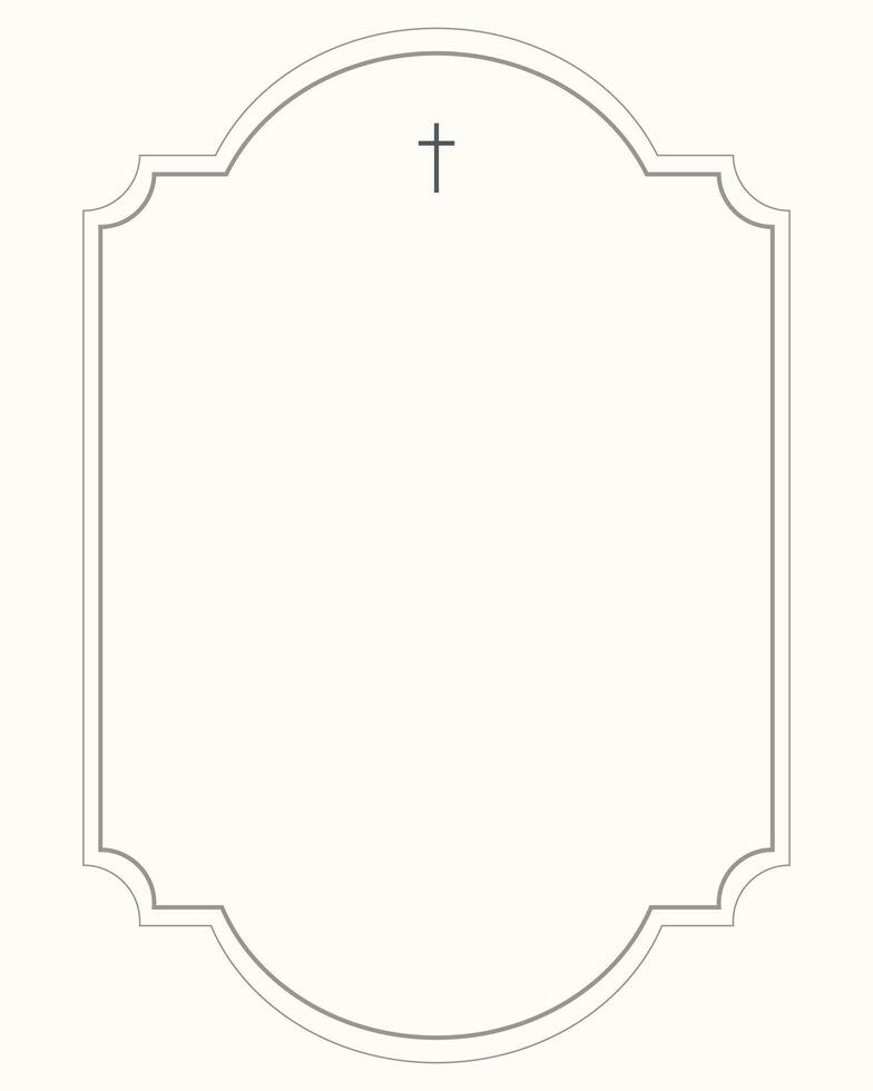 Digital Funeral card in Illustrator. Cross in frame vector