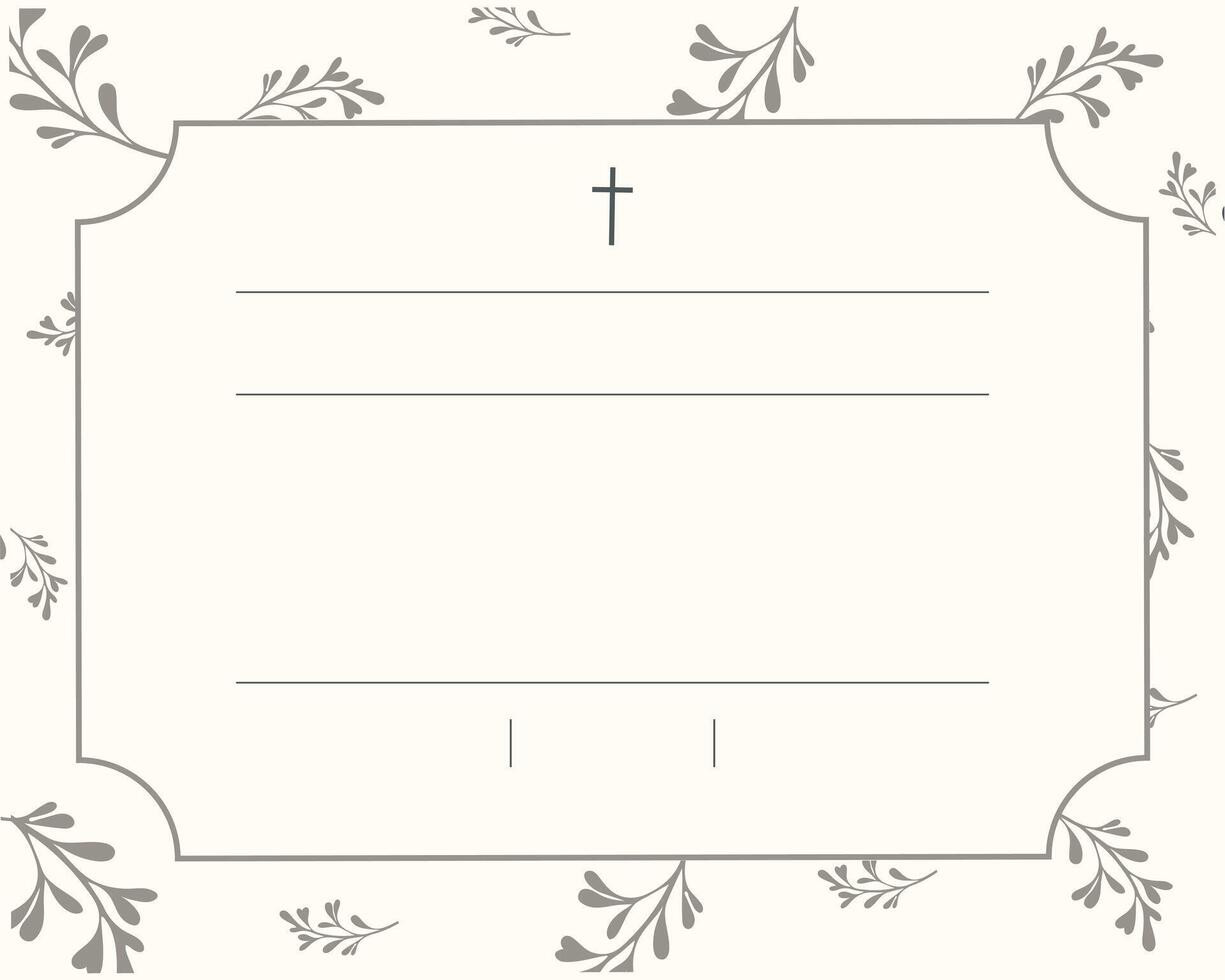Funeral card. Empty card in Illustrator. Cross. Space for text vector