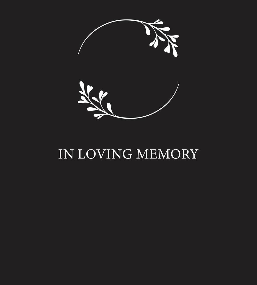 Funeral invitation with leaves frame for photo vector