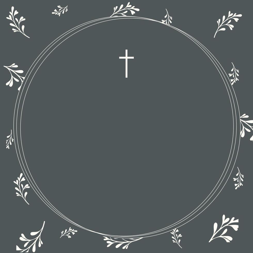 Digital Funeral Announcement Invitation Template in Illustrator. Cross. Round fram vector