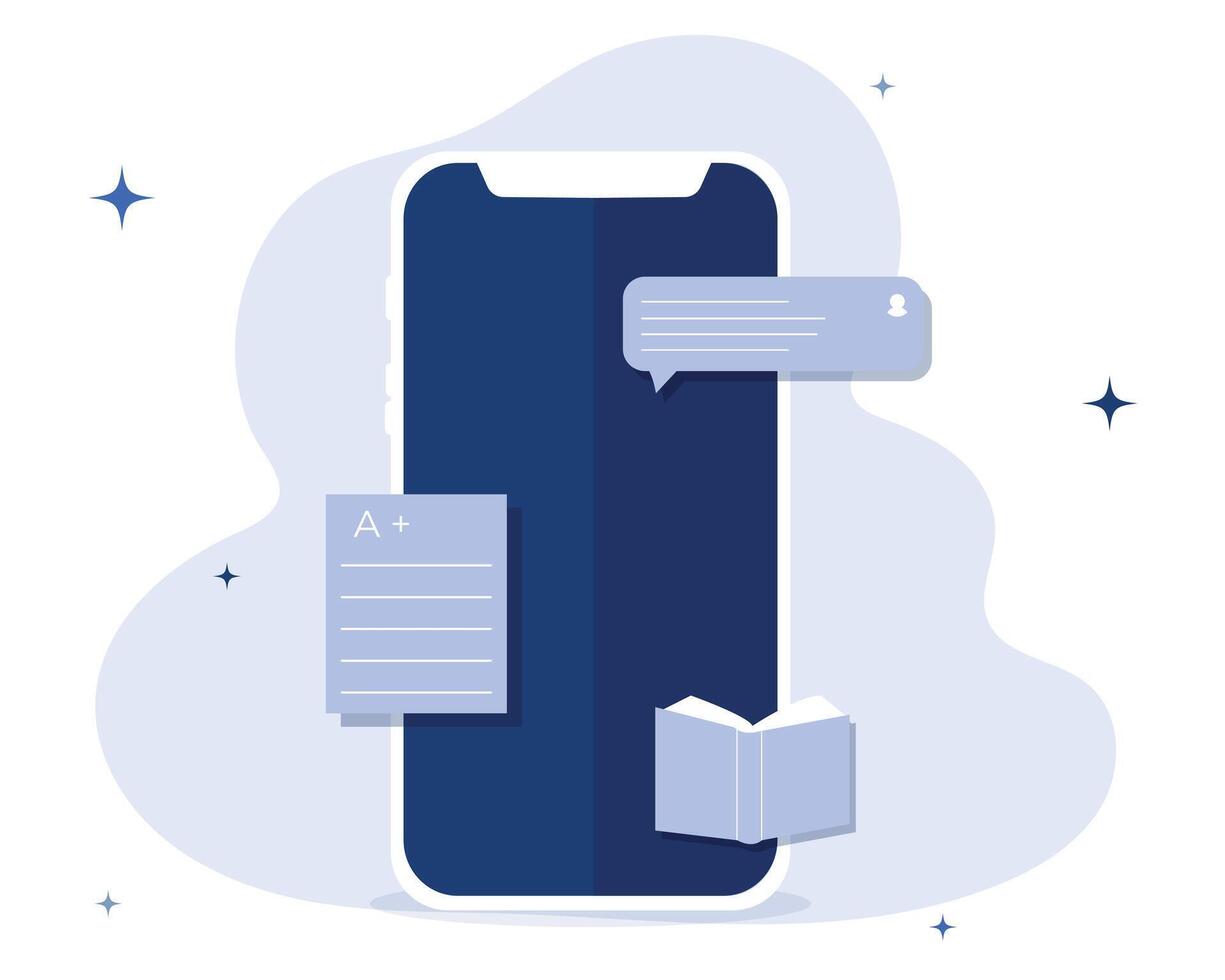 Work and education online. Smartphone on white background vector