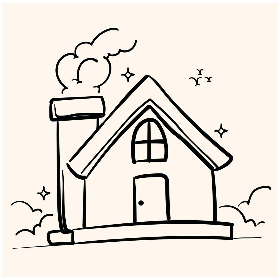 Hand Drawn Home With illustration style doodle vector