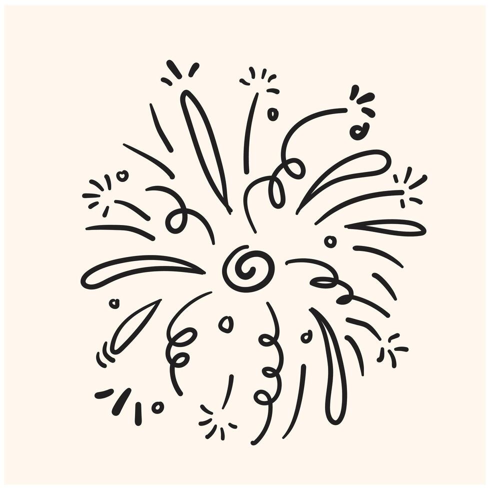 Carnival firework With illustration style doodle and line art vector