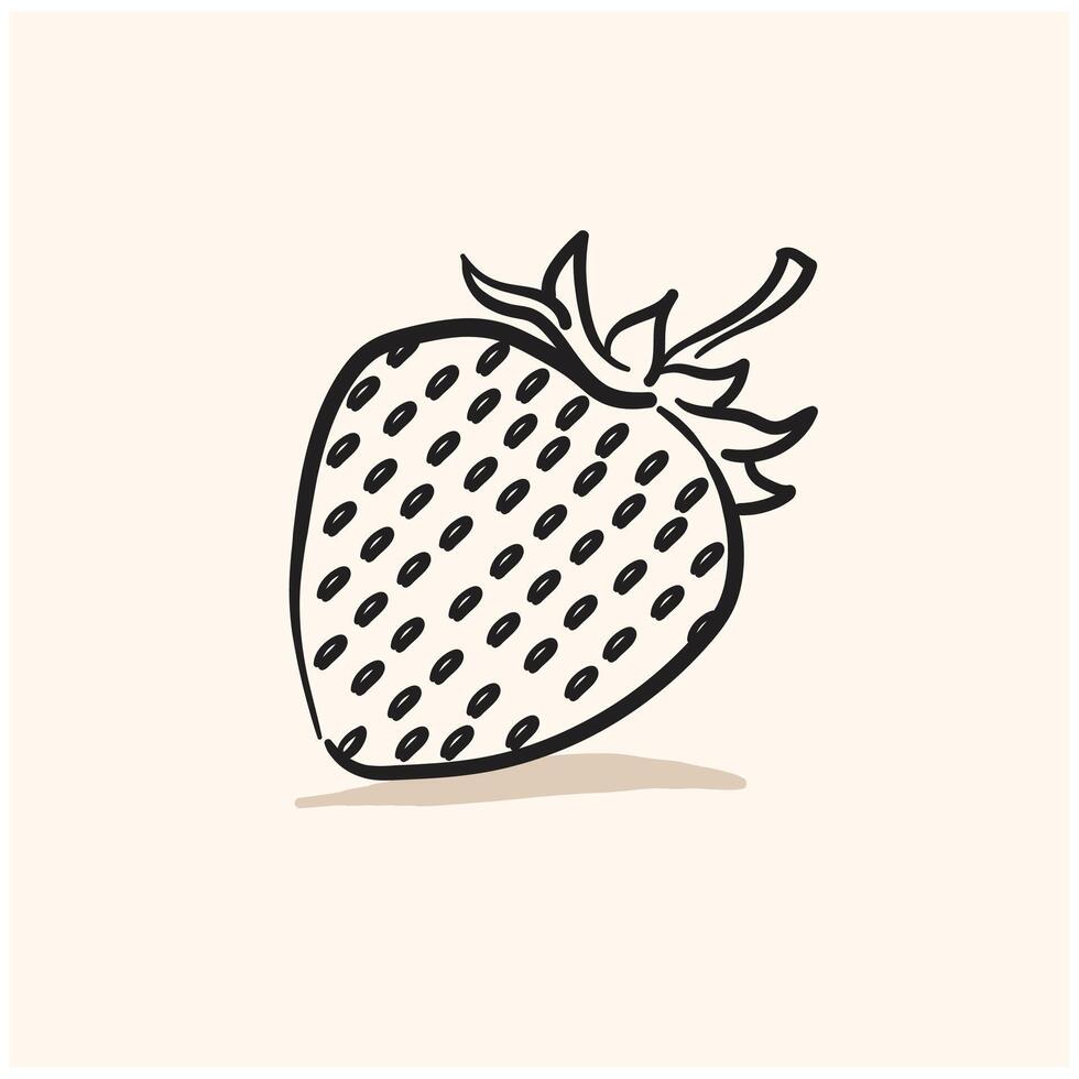 Strawberry With illustration style doodle and line art vector