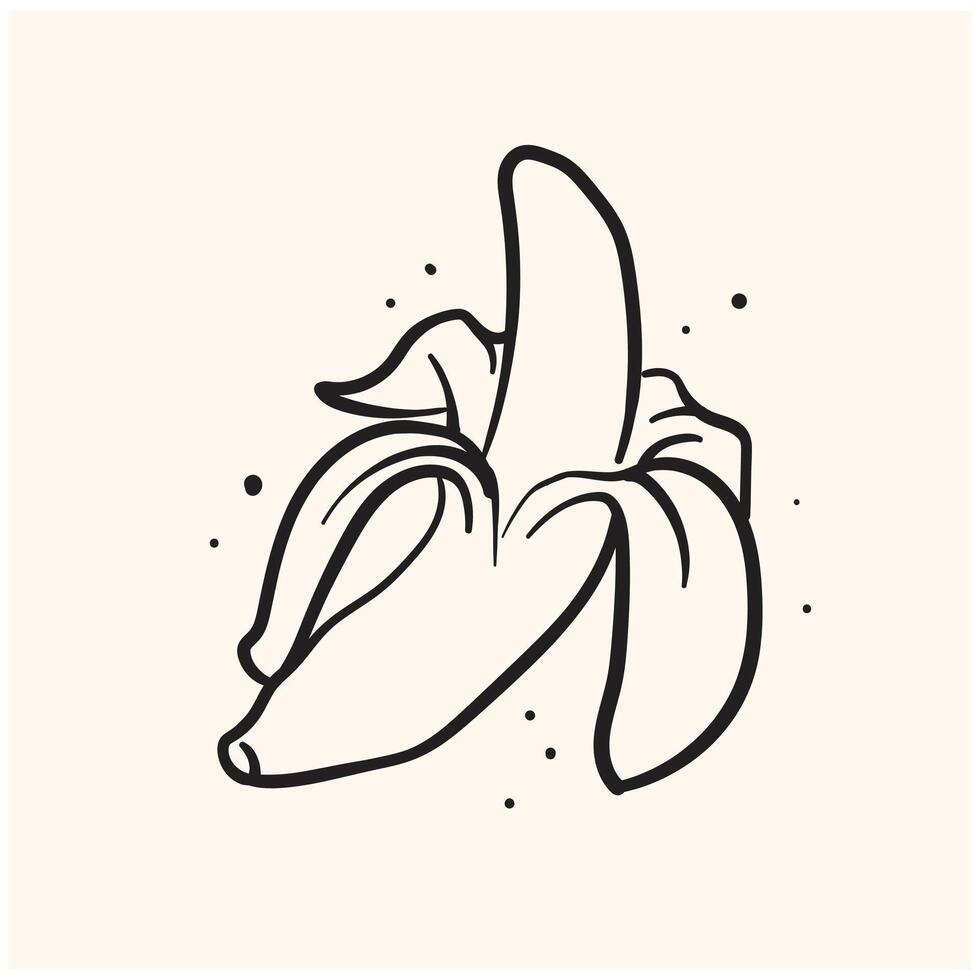 Banana With illustration style doodle and line art vector