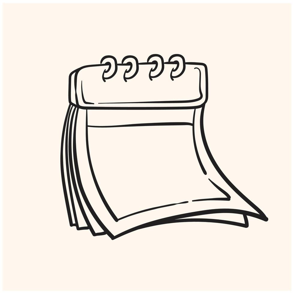 Daily calendar With illustration style doodle and line art vector
