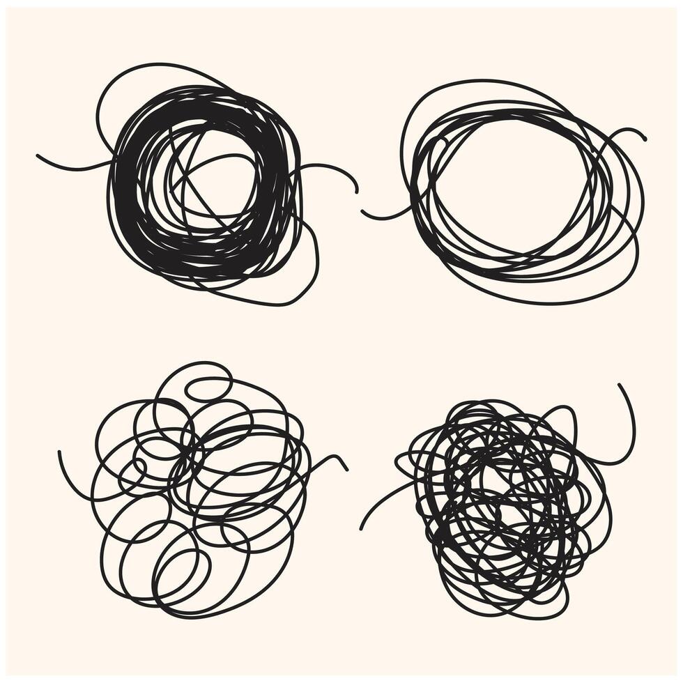 Chaos patterns With illustration style doodle and line art vector