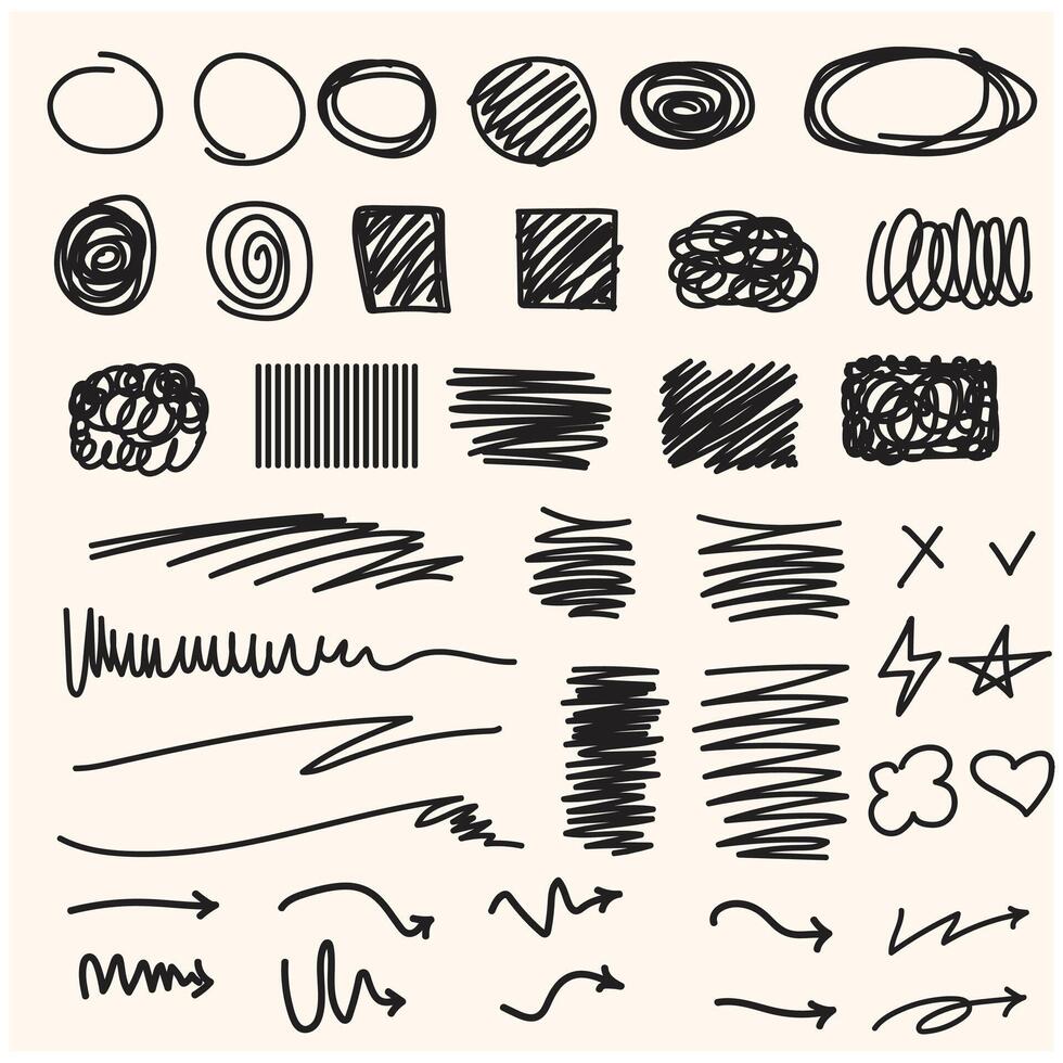 Shapes With illustration style doodle vector