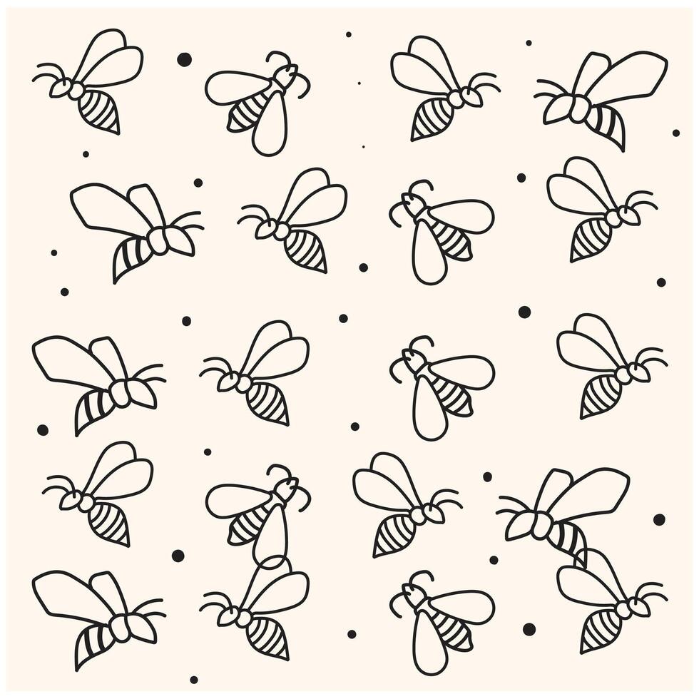 Honeybee With illustration style doodle and line art vector