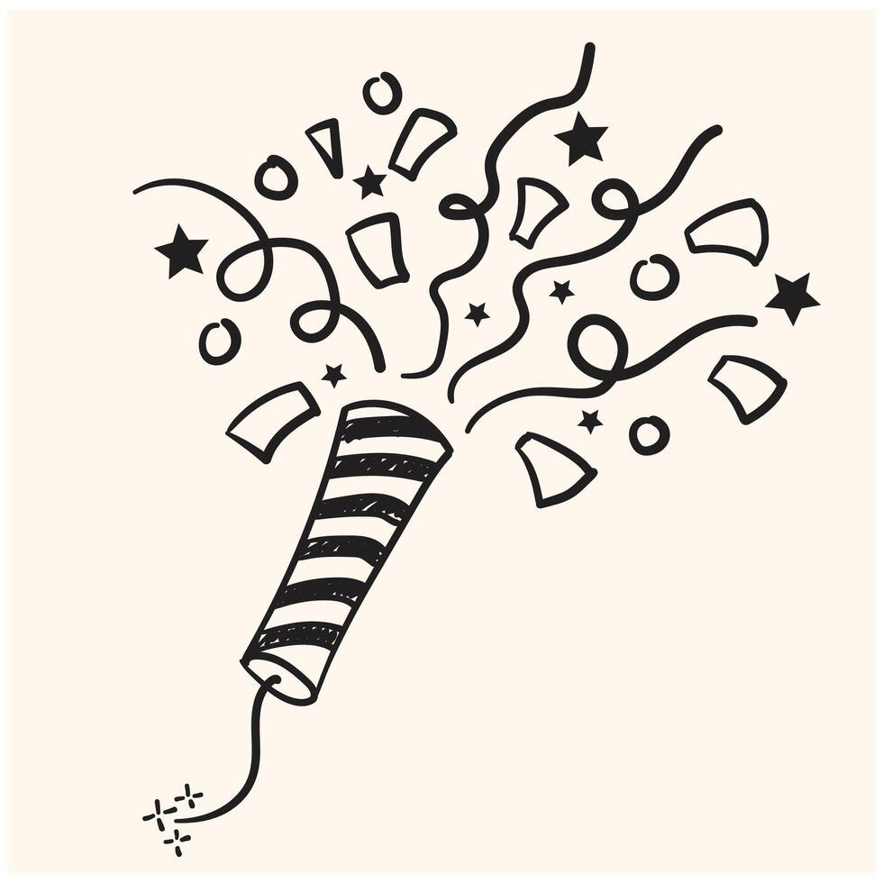 Confetti poppers With illustration style doodle vector