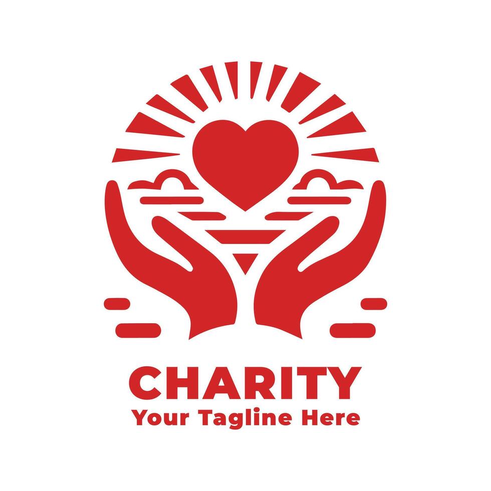 Simple Charity Logo Illustration With Red Concept vector